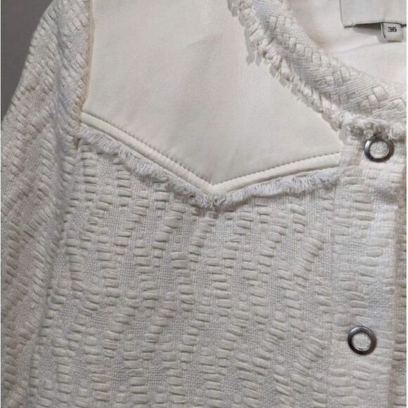 IRO HALSTON Ecru Textured Woven Jacket Size 36 - Picture 6 of 8